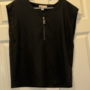 Black Sleeveless Top with Zipper